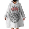B&W King Crown Lion Hoodie Wearable Blanket WB0721