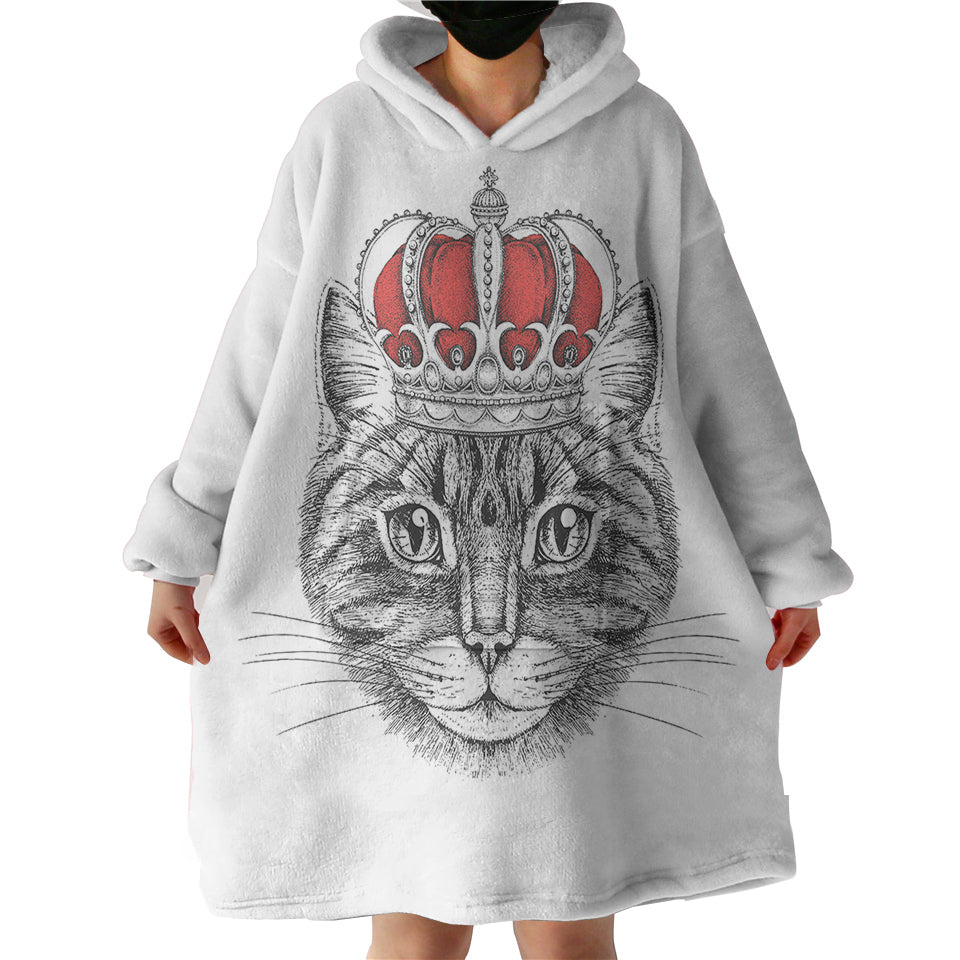 BW-King-Crown-Lion-Hoodie-Wearable-Blanket-WB0721 B&W King Crown Lion Hoodie Wearable Blanket WB0721