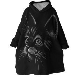 B&W Kitty Hoodie Wearable Blanket WB0899 1 BW Kitty Hoodie Wearable Blanket WB0899 1
