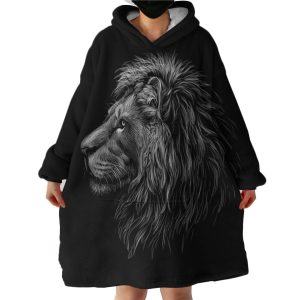 B&W Lion Hoodie Wearable Blanket WB1228