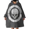 B&W Military Skull Spray Hoodie Wearable Blanket WB0369