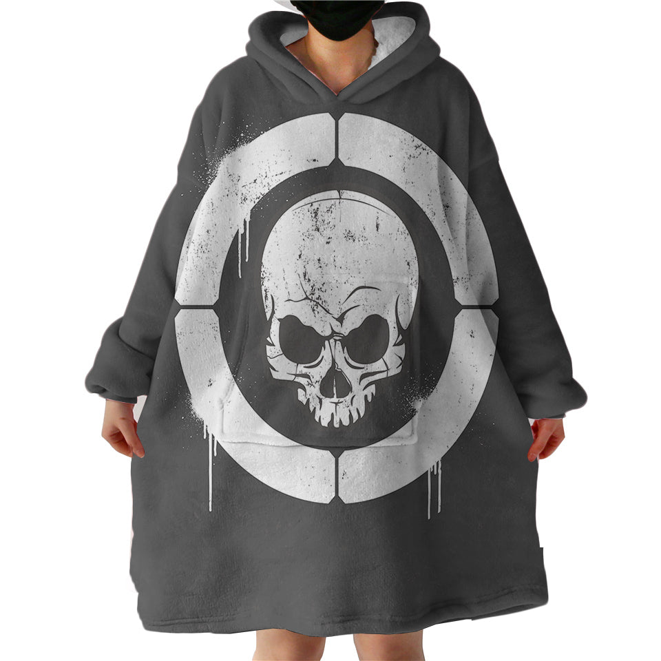 BW-Military-Skull-Spray-Hoodie-Wearable-Blanket-WB0369 B&W Military Skull Spray Hoodie Wearable Blanket WB0369