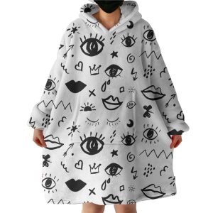 B&W Mini Gothic Sketch Hoodie Wearable Blanket WB0138