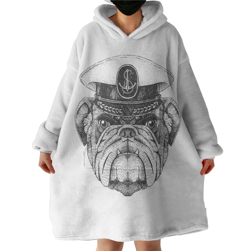 BW-Ship-Captain-Dog-Hoodie-Wearable-Blanket-WB0719 B&W Ship Captain Dog Hoodie Wearable Blanket WB0719