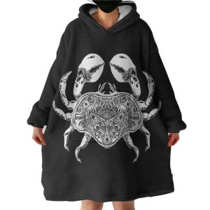 B&W Tattoo Crab Hoodie Wearable Blanket WB0301