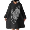 B&W Tattoo Hand Illustration Hoodie Wearable Blanket WB0328
