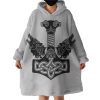 B&W Wolf Knife Warrior Logo Hoodie Wearable Blanket WB0935