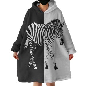 B&W Zebra Hoodie Wearable Blanket WB0997
