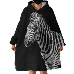 B&W Zebra Hoodie Wearable Blanket WB1583