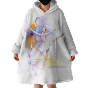 Ballet Dancing Lady Watercolor Painting Hoodie Wearable Blanket WB0709