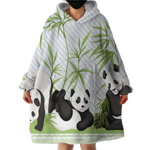 Bamboo Panda Hoodie Wearable Blanket WB0905