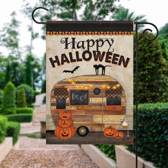 Bat Cat Boo Halloween Personalized Garden Flag House Flag Double Sided Home Design Outdoor Porch
