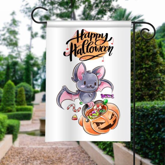 Bat Halloween Watercolor Personalized Garden Flag House Flag Double Sided Home Design Outdoor Porch