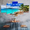 Beach Island Palm Trees Scene 5 Piece Five Panel Canvas Print Modern Poster Wall Art Decor