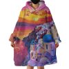 Beautiful Sunset Watercolor Italia Landscape View Hoodie Wearable Blanket WB0119