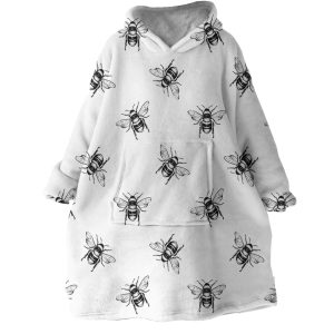 Bee Patterns Hoodie Wearable Blanket WB1574 1