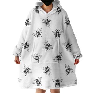 Bee Patterns Hoodie Wearable Blanket WB1574