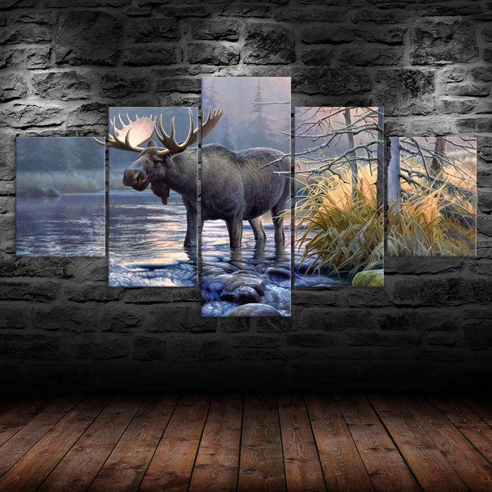 Big-Moose-Lake-Forest-5-Piece-Five-Panel-Wall-Canvas-Print-Modern-Art-Poster-Wall-Art-Decor-1 Big Moose Lake Forest 5 Piece Five Panel Wall Canvas Print Modern Art Poster Wall Art Decor 1