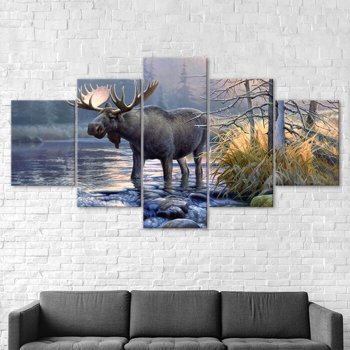 Big-Moose-Lake-Forest-5-Piece-Five-Panel-Wall-Canvas-Print-Modern-Art-Poster-Wall-Art-Decor-2 Big Moose Lake Forest 5 Piece Five Panel Wall Canvas Print Modern Art Poster Wall Art Decor 2