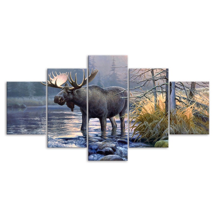 Big-Moose-Lake-Forest-5-Piece-Five-Panel-Wall-Canvas-Print-Modern-Art-Poster-Wall-Art-Decor-3 Big Moose Lake Forest 5 Piece Five Panel Wall Canvas Print Modern Art Poster Wall Art Decor 3