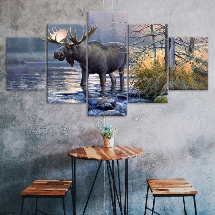 Big-Moose-Lake-Forest-5-Piece-Five-Panel-Wall-Canvas-Print-Modern-Art-Poster-Wall-Art-Decor Big Moose Lake Forest 5 Piece Five Panel Wall Canvas Print Modern Art Poster Wall Art Decor