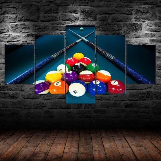 Billiards Balls Cue Stick 5 Piece Five Panel Wall Canvas Print Modern Art Poster Wall Art Decor 1