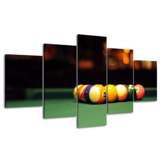 Billiards Balls Pool Sport Games 5 Piece Five Panel Wall Canvas Print Modern Art Poster Wall Art Decor 4