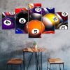 Billiards Balls Sets Play 5 Piece Five Panel Wall Canvas Print Modern Art Poster Wall Art Decor