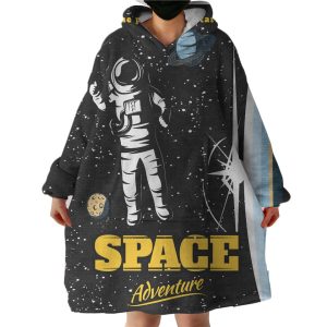 Black Astronaut Hoodie Wearable Blanket WB0840