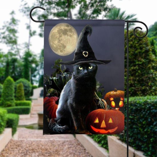 Black Cat Halloween Personalized Garden Flag House Flag Double Sided Home Design Outdoor Porch