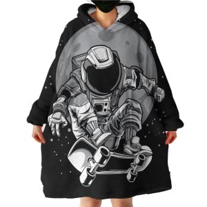 Black & White Astronaut Hoodie Wearable Blanket WB1303