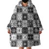 Black & White Square Hoodie Wearable Blanket WB0789