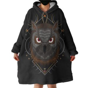 Black Wolf Hoodie Wearable Blanket WB0736