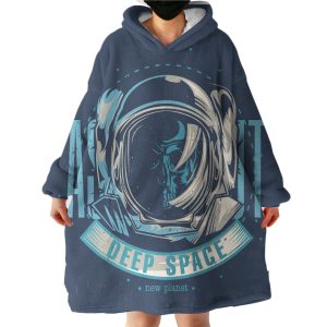 Blue Astronaut On The Deep Space Hoodie Wearable Blanket WB1289
