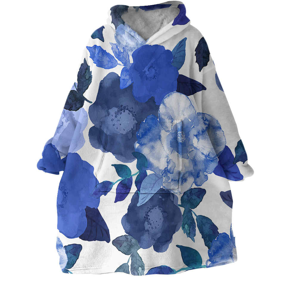 Blue-Flowers-Hoodie-Wearable-Blanket-WB1547-1 Blue Flowers Hoodie Wearable Blanket WB1547 1
