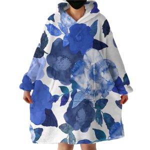 Blue Flowers Hoodie Wearable Blanket WB1547