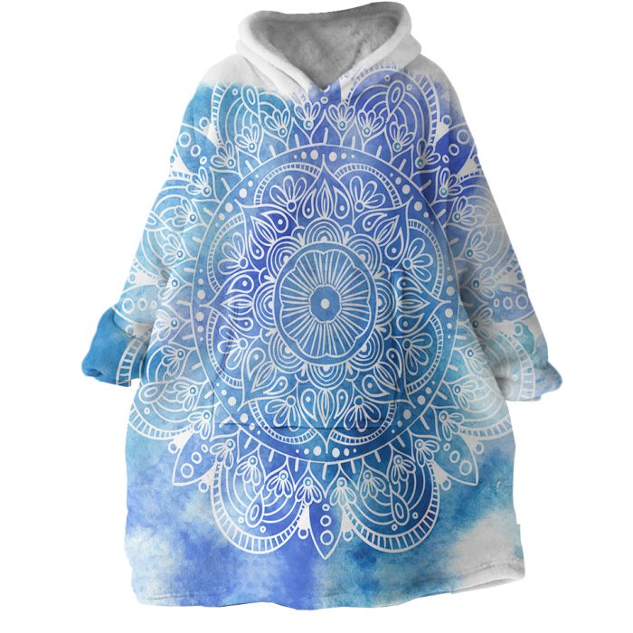 Blue Mandala Hoodie Wearable Blanket WB1665 1