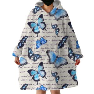 Blue Monarch Letter Hoodie Wearable Blanket WB2011 1