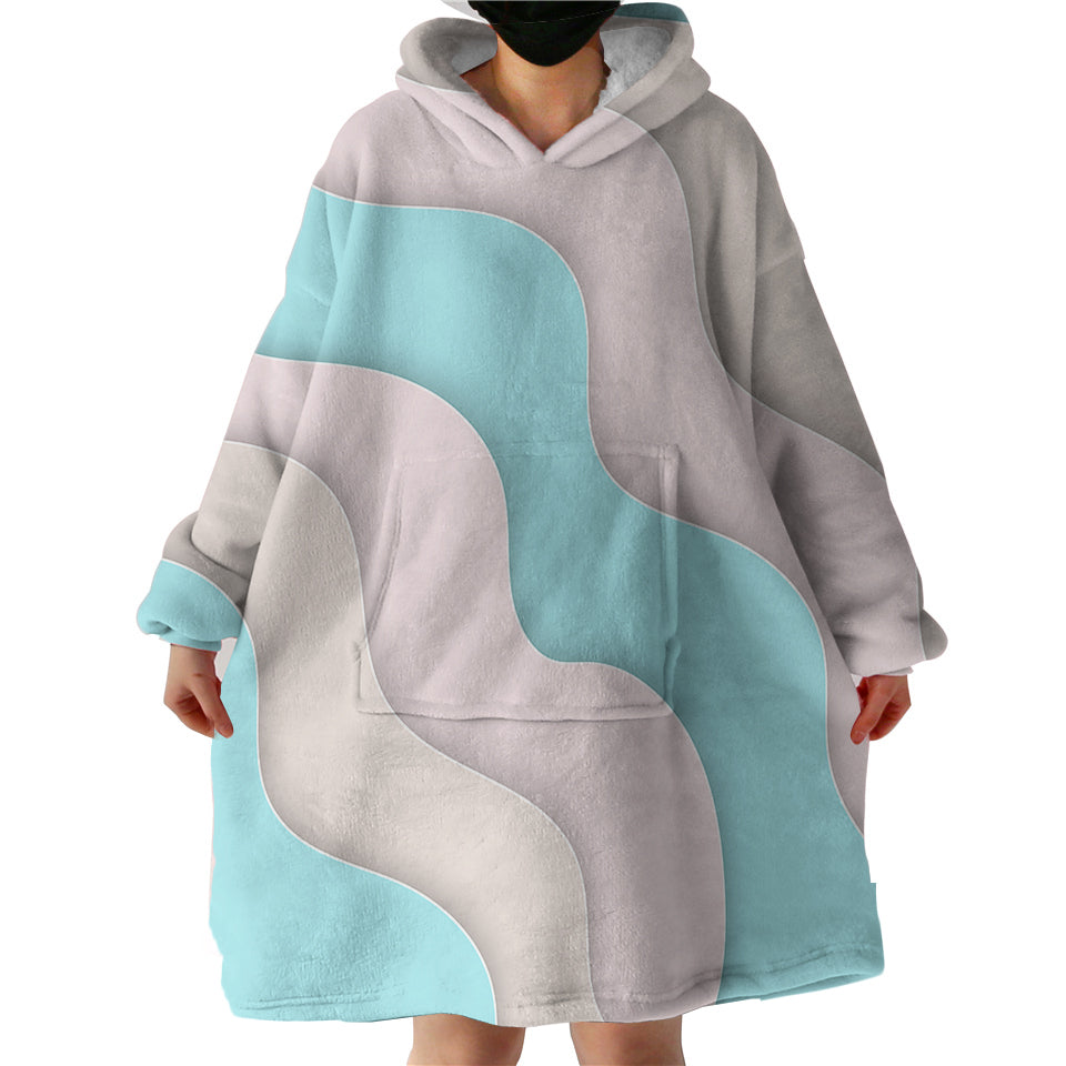 Blue & Pink Pattern Hoodie Wearable Blanket WB0800