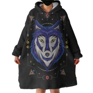 Blue Wolf Hoodie Wearable Blanket WB0738