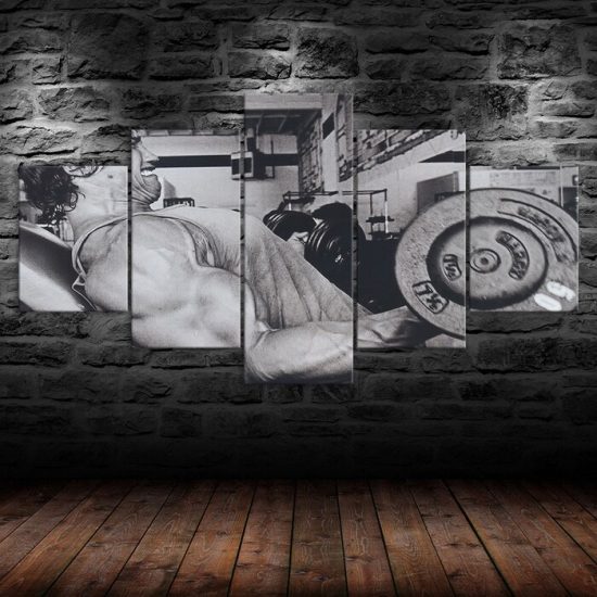 Bodybuilding Fitness Conquer Gym Sport Motivation 5 Piece Five Panel Garage Wall Canvas Print Modern Poster Wall Art Decor 1
