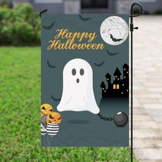 Boo Ghost In Chains Halloween Personalized Garden Flag House Flag Double Sided Home Design Outdoor Porch