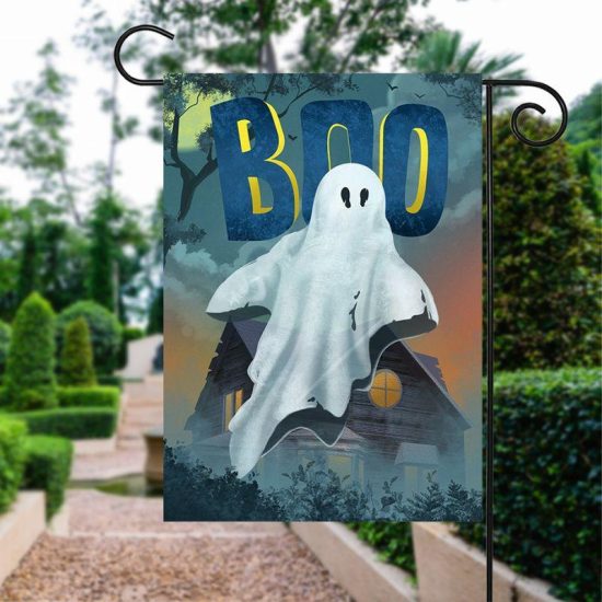 Boo Ghost White Halloween Personalized Garden Flag House Flag Double Sided Home Design Outdoor Porch