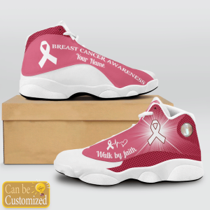Breast Cancer Awareness Walk By Faith Custom Name Air Jordan 13 Shoes 2