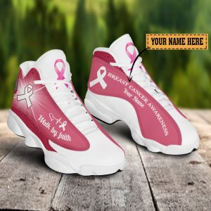 Breast Cancer Awareness Walk By Faith Custom Name Air Jordan 13 Shoes