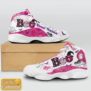 Breast Cancer Boo Pink Halloween Custom Name Air Jordan 13 Shoes 2