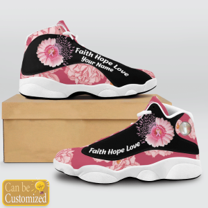Breast Cancer Faith Hope Love Custom Name Air Jordan 13 Shoes 2