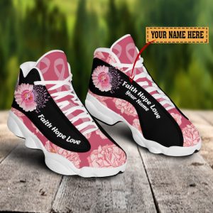 Breast Cancer Faith Hope Love Custom Name Air Jordan 13 Shoes