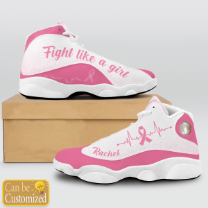 Breast Cancer Fight Like A Girl Custom Name Air Jordan 13 Shoes 2