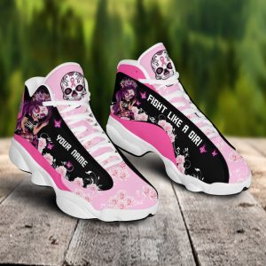 Breast Cancer Fight Like A Girl Pink Flower Custom Name Air Jordan 13 Shoes 1